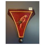 15" H X 14" HAND PAINTED PARROT BIRD ON FRONT OF