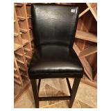 BAR STOOL BLACK VINYL W/ DARK BROWN WOOD LEGS