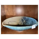 GLAZED CENTER PIECE BOWL SIGNED BASE DOUBLE SHELL