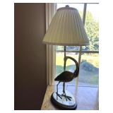 BRASS CRANE LAMP W/ SHADE 30" H