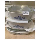 CORNING BAKING DISHES 1.5 QT, 3 QT. AND 9.5 X