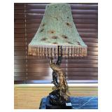 LAMPS W/ PEACOCK 28" H COMPOSITION CLOTH PEACOCK
