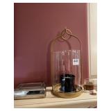 CANDLE HOLDER, SILVERPLATE BOX, WRAPPED LEATHER