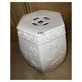 WHITE GLAZED GARDEN SEAT 19" H