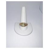 10K GOLD RING SIZE 11.5 CZ CENTER DIAMOND CHIP ON