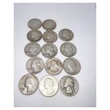 WASHINGTON QUARTERS 1964 AND EARLIER 13 EA.