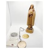 WOOD CARVED RELIGIOUS STATUE 7" H, 1925 LIBERTY