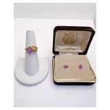 14K GOLD RING SZ. 6.5 - RING, EARRING AND