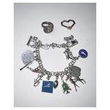 STERLING CHARM BRACELET 40.2 DWT INCLUDING A