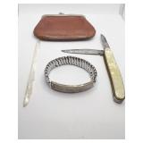 KESTEN MADE ID BRACELET STERLING AND COIN PURSE,