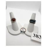 STERLING DENMARK RING W/ AMBER CENTER STONE # 59