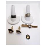 SWANK MASONIC TIE TACK, 2 CUFF LINKS, UNMARKED