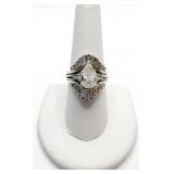 PLATINUM PEAR SHAPE DIAMOND RING WITH HAND