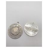 BUFFALO HEAD NICKEL PENDANT AND CONTINENTAL