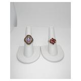 ONE 10K LIGHT PURPLE STONE RING WITH BAGUETTES