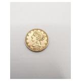 FIVE DOLLAR GOLD PIECE 1907-D CORONET