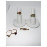 10K RINGS 3 ONE STAR CENTER, OVAL PIN W/ WITHOUT