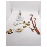 14K GROUP CIRCLE PINS AND OTHERS, CAMEO RING,