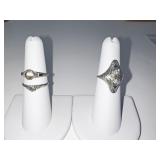 RINGS 3(1) 18KT SAPPHIRE W/ DIAMOND SZ. 5-1.8