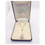 16" STERLING CHAIN WITH WHITE GOLD DIAMOND