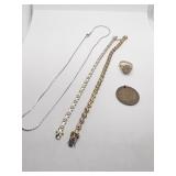 925 STERLING BRACELET W/ CLEAR STONES, 1941 HALF