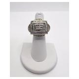 10K OVERSIZE WHITE GOLD RING W/ DIAMONDS 16.63