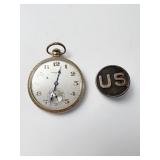 US MILITARY WW II LAPEL PIN, HAMILTON WATCH
