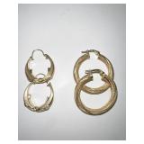 14KT TWO PAIRS OF HOOP EARRING 3.1 DWT