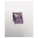 CANCELLED 3 CENT STAMP JEFFERSON IMAGE DAMAGED