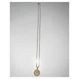 14KT 18" GOLD MARKED 585 CHAIN W/ CHERUB PENDANT