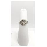 DIAMOND RING W/ SAPPHIRE SIDES SZ. 5 IN BEAUTIFUL