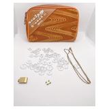 ZIPPER BAG AND EARRING BACKS AND CHAIN