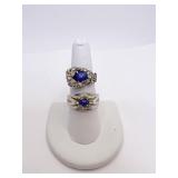 14K RING BLUE CENTER SAPPHIRE WITH DIAMOND
