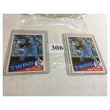 2 -1985 TOPPS #536 KIRBY PUCKETT ROOKIE CARDS