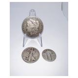 1899 O MORGAN DOLLAR, 1934-D LIBERTY STANDING