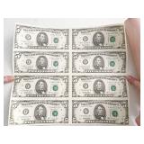 1995 UNCUT ATLANTA $5.00 BILLS - 8 TOTAL