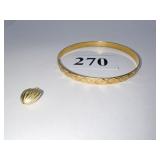 BANGLE BRACELET AND GOLD TONE HEART UNMARKED