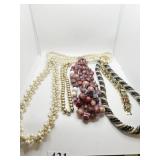 ASSORTED COSTUME NECKLACES, FAUX PEARL, TWISTED