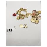 CHARM BRACELETS UNMARKED WITH 2 GOLD CHARMS
