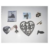 STERLING PENDANT, HORSE CHARM, 2 BIRDS PIN ETC.