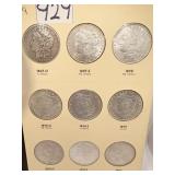MORGAN SILVER DOLLARS 1897-O THRU 1900 - 9 TOTAL