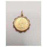 1888 S - $10.00 US GOLD COIN IN BEZEL 13.95 DWT
