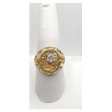 14K GOLD DIAMOND NUGGET RING- SZ. 9.5 UNIQUE OPEN