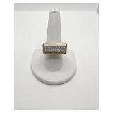 14K UNUSUAL DIAMOND RING SZ. 9 RECTANGLE TOP,