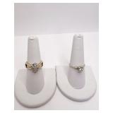 14K DIAMOND RINGS SZ. 7.5 & 8.5- CLUSTER DIAMOND