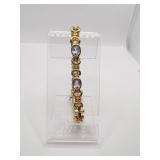 GOLD PLATE ON SILVER BRACELET WITH COLORED