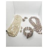 74" LONG STRAND FAUX PEARL AND AURORA BOREALIS