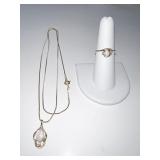 14K GOLD OPAL NECKLACE AND OPAL 10KT RING 3.27