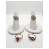 10K RINGS - ALL WITH SMALL DIAMONDS