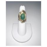 18K GOLD RING UNUSUAL CUSTOM SETTING WITH EMERALD